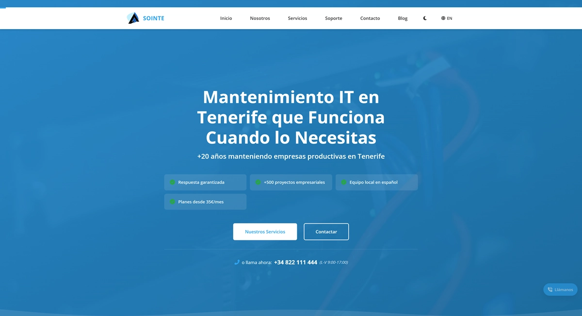 Hero de la web de Sointe